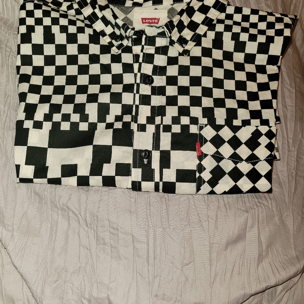 Levi's Short Sleeve Shirt Check Blk/White